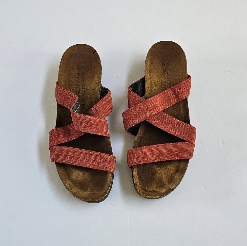 Naot Sandals Naomi Slide Wedge Red Orange  Strappy Slip On Women 9 EU 39 - Picture 7 of 9